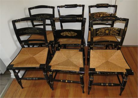 6 Antique Chairs (2 Marked Hitchcock)