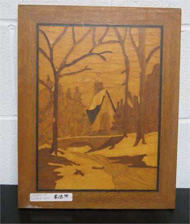 Church In Winter Time Plaque