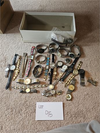 Large Lot of Mixed Men's & Ladies Watches, Timex, Sharp, Eiger, Pulsar & More