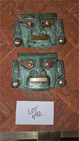 Peruvian Inca Metal Face Mask & Indonesian Head Dress