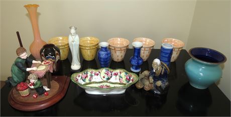 Assortment of Figurines, Cups, Vases, Etc