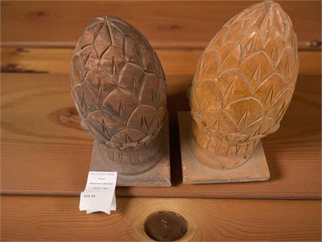 Large Pineapple Artichoke Finial Statue Set of 2