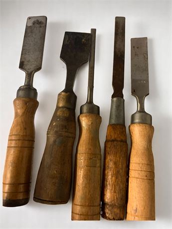 Vintage Wood Chisel Lot of 5