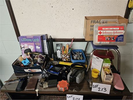 Mixed Office Lot:Supplies/Mixed Books/First Aid Kit/Locks & More