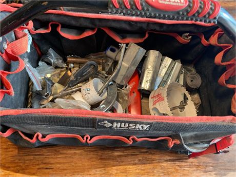Plumbing Supplies & Husky Tool Bag Lot