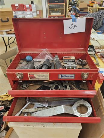 All American Tool Box with Tools / Wrenches / Sockets & More