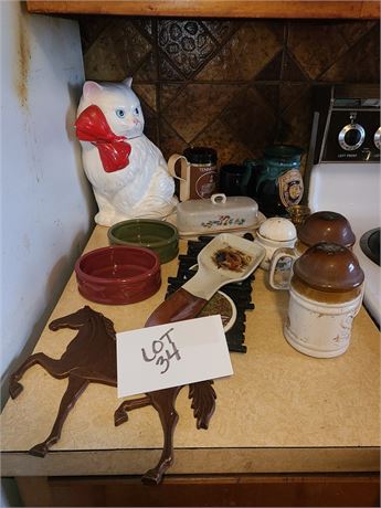 Mixed Kitchen Decor - S&P Sets / Butter Dish & Lid / Kitty Bowls /Trivets & More