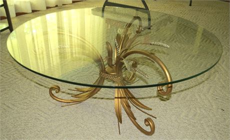 MCM Hollywood Regency Style Glass Top Table