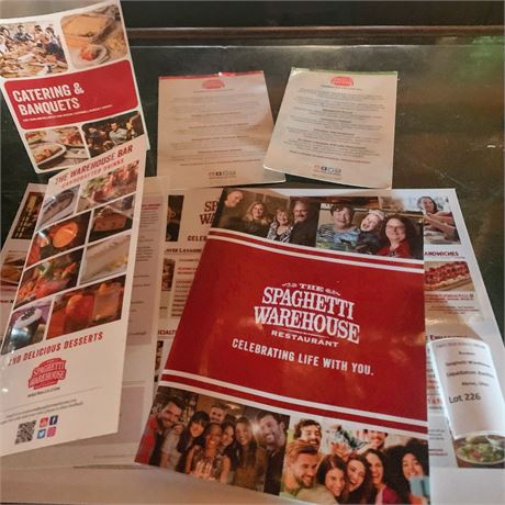 MEMORABILIA LOT - Spaghetti Warehouse Marketing & Menu Lot