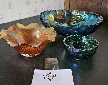 INDIANA GLASS CARNIVAL FRUIT BOWL NORTHWOOD MARIGOLD BOWL