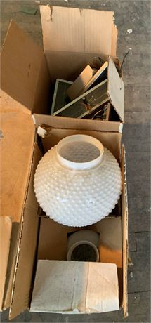 Vintage Round Milk Glass Hobnail Lamp Shade