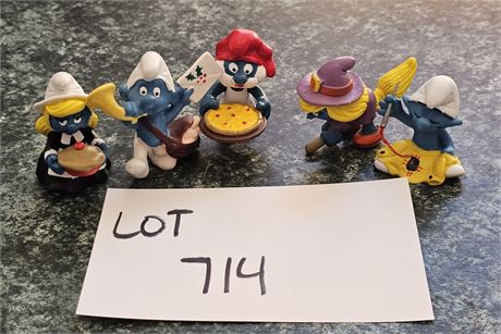 Original Vintage PVC Schleich Peyo Mixed Figurines Lot - 1980's Dates, Sizes