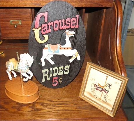 Carousel Sign, Musical Carousel Horse, Theorem Painting