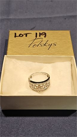 14k Ladies White Gold Pink Ice Ring Sz 10 3.7 dwt