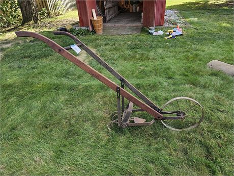 Antique Wood & Metal Wheel Hand Plow