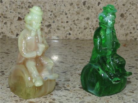 Mosser Glass "Quinn" (Uranium Glass) "Uwe" Figurines