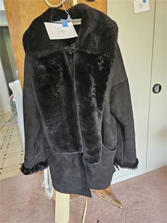 Vera Bally Pelle Ladies Leather & Faux Fur Coat