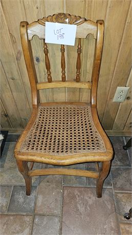 Antique Wood & Cane Side Chair