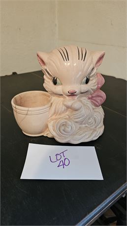 Vintage Hull Pink Kitty Planter