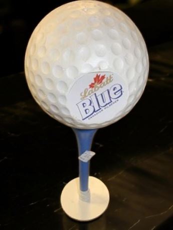 Labatt Blue Light Golf Ball on Pedestal Beer Advertisement