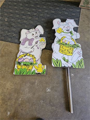 Vintage Wood Cutout Lawn Bunnies