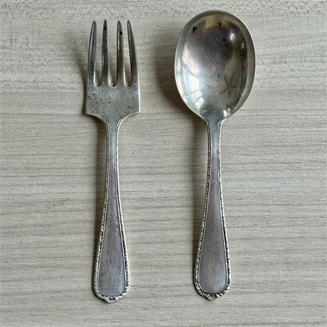 Sterling Silver 925 Vintage Children's Fork and Spoon - 33 grams