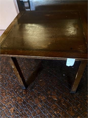 Dark Oak Mission-Style Rolling Dining Table W/Wooden Legs