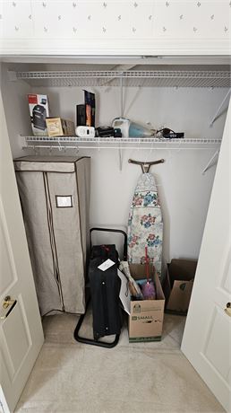 Closet Cleanout- Steamer, Ironing Board, Large Suitcase, Hand Sweeper & More