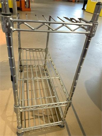 3 Shelf Storage Unit & Box of Misc Cords