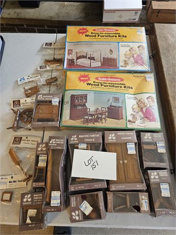 Vintage ReaLife Miniatures Wood Furniture Kit / Leewards Doll House Furn. & More