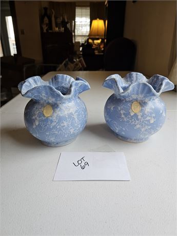 Shawnee Blue Dripware Vases #2502