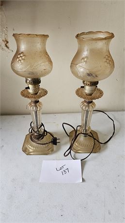 Vintage Glass Matching Lamps