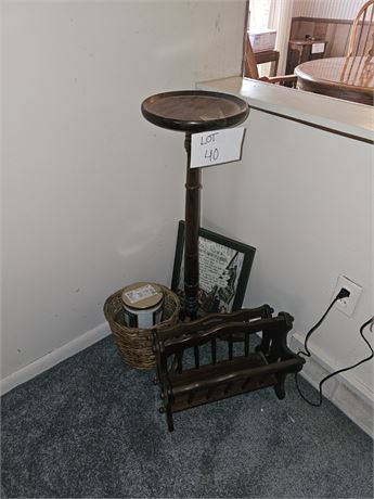 Wood Plant Stand, Newspaper Rack & More