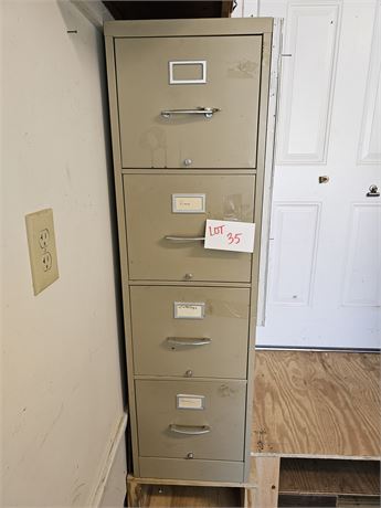 Metal 4 Drawer Tan File Cabinet
