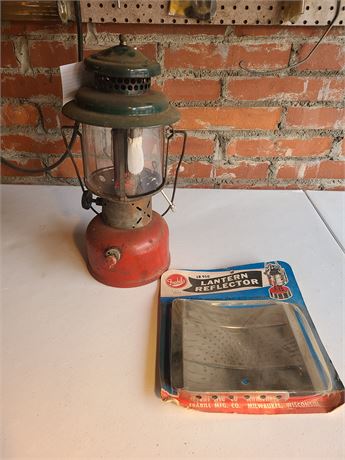 Coleman Model 220F Lantern Pyrex Glass Plus Reflector