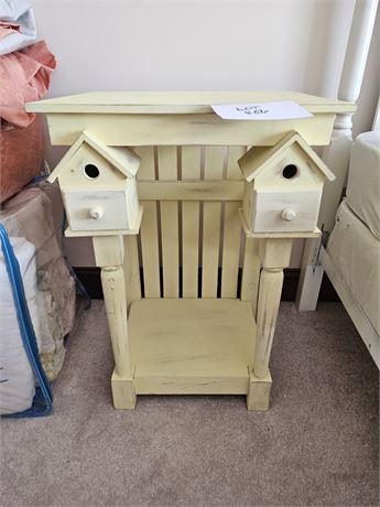 Distressed Rustic Style Yellow Birdhouse Side Table