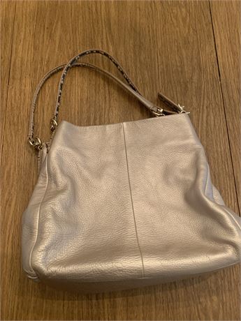 Coach Phoebe Leather Shoulder Bag In Metallic Champagne Color, I.N.C. Faux