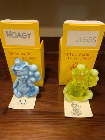 Mosser Glass Clown Set of 2 HOAGY & JIGS From All The World Loves A Clown Series