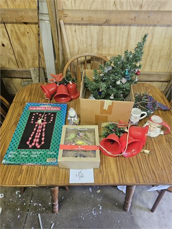 Mixed Christmas Decor- Plastic Bells, Lights & More