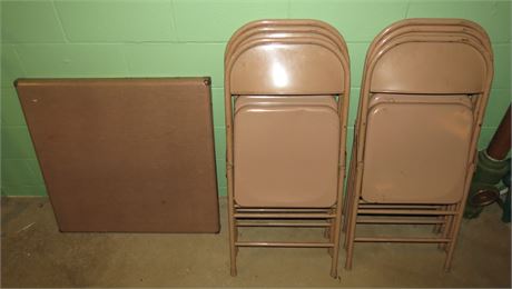 Card Table, 6 Folding Chairs