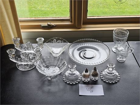 Imperial Glass Ohio Candlewick Center Fruit Bowl & Boopie Candle Holders + More