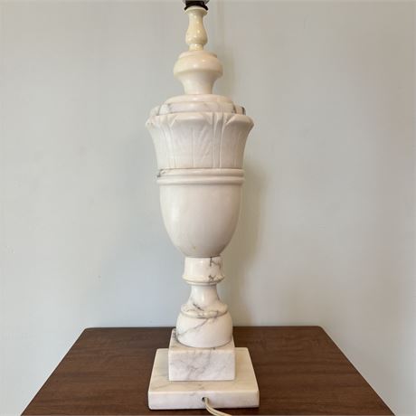 Vintage Italian Carved Alabaster Table Lamp (No Shade)