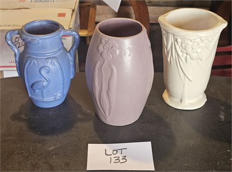 Vintage Niloak Art Pottery Vase Hywood Line, Zanesville Periwinkle Pottery Vase