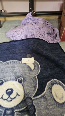 Crochet Lavender Full Size Quilt & Bear Blanket