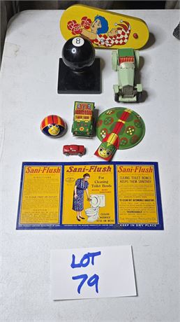 Vintage Tin Litho Toy and Advertising Ephemera Lot