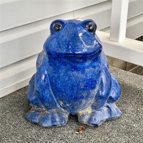 Adorable Glazed Terra Cotta Garden Frog - 10"