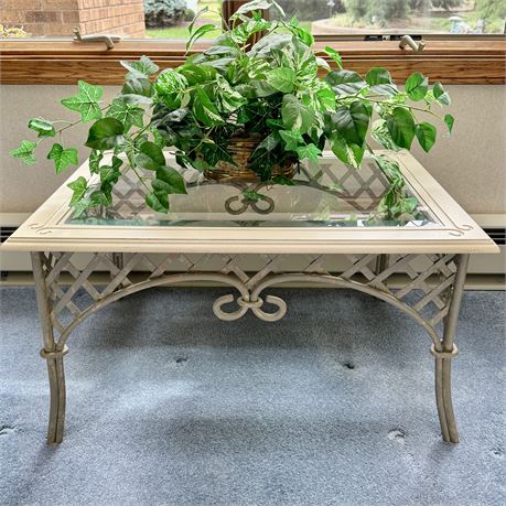 Lane Wrought Iron and Beveled Glass Top Coffee Table