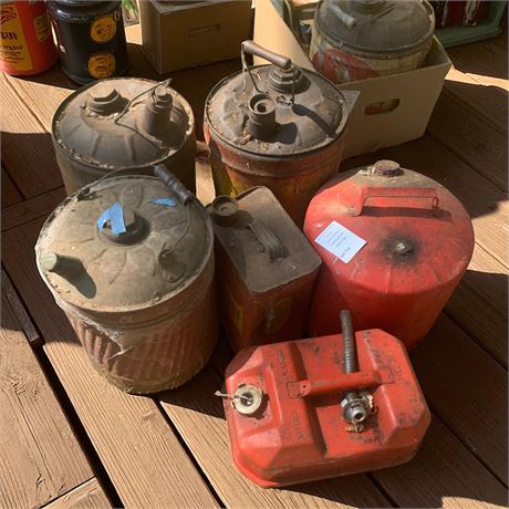 Vintage Metal Gas & Oil Can Lot of 6