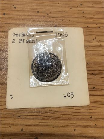 1906 German 2 Pfennig Coin