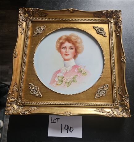 Victoria Era HP Signed Porcelain Plate Framed